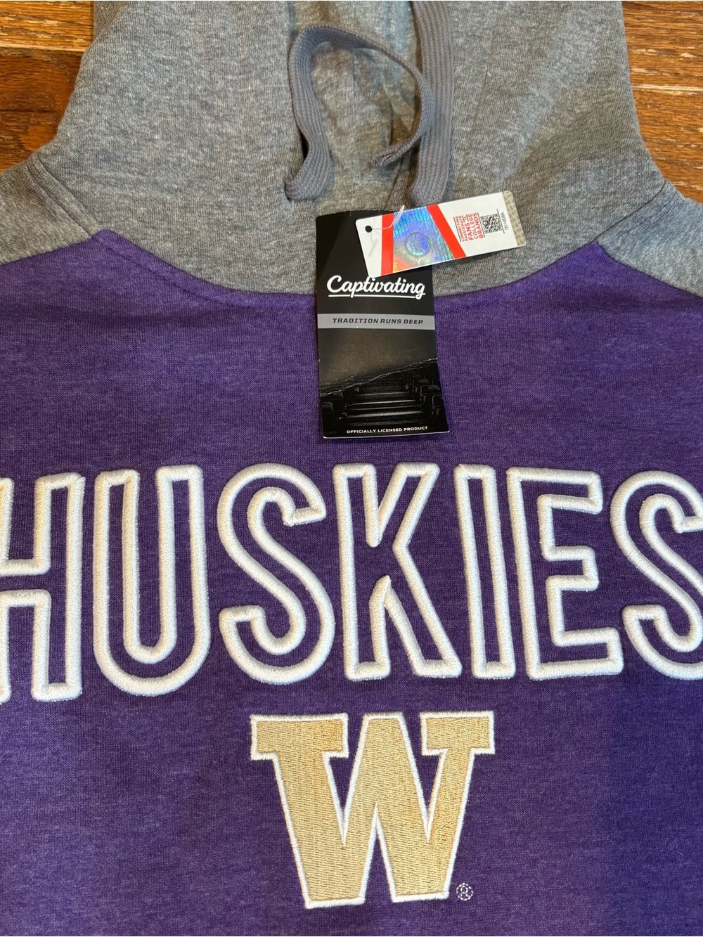 University of Washington Huskies Hoodie Sweatshirt Purple/Grey Men's Medium - Picture 3 of 10